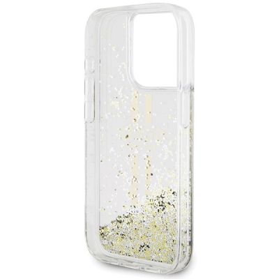 7. Etui Guess Liquid Glitter Gold Stripes na iPhone 15 Pro Max - przezroczyste