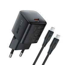 Ładowarka sieciowa Acefast A118 30W GaN USB-C z kablem USB-C - USB-C 1.2m - czarna