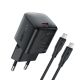 Ładowarka sieciowa Acefast A118 30W GaN USB-C z kablem USB-C - USB-C 1.2m - czarna
