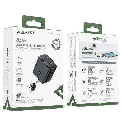 4. Ładowarka sieciowa Acefast A23 30W GaN USB-C US - czarna
