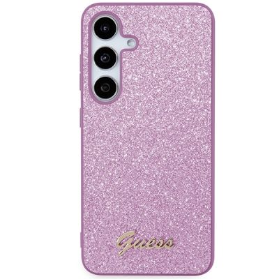 3. Etui Guess Glitter Script na Samsung Galaxy S24 - fioletowe