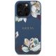 3. Etui Guess Grained Printed Flower Pattern MagSafe do iPhone 16 Pro niebieski