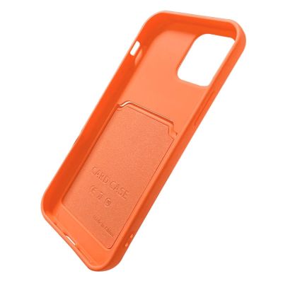 5. Silikonowe etui Card Case z kieszonką na kartę do iPhone 12 Pro Max - koralowe