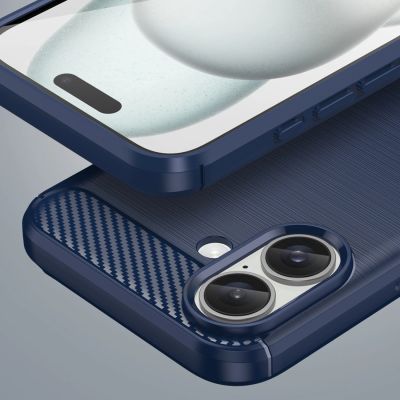 8. Etui silikonowe Carbon Case do iPhone 16 Plus - niebieskie