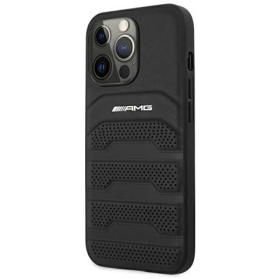 2. Etui AMG Leather Debossed Lines na iPhone 14 Pro - czarne