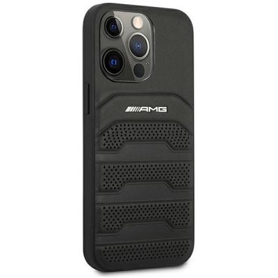 4. Etui AMG Leather Debossed Lines na iPhone 14 Pro - czarne