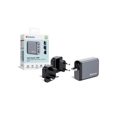 5. Ładowarka sieciowa Verbatim GaN GNC-100 4-PORT 100W/USB A/C (EU/UK/US)