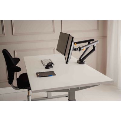 2. BakkerElkhuizen Bakker Elkhuizen Flexible Dual - Zestaw montażowy - Regulowane podwójne ramię - Do 2 monitorów - Aluminium, stal, tworzywo ABS, guma termoplastyczna (TPR), poliamid (PA6) - Ciemnoszary - Rozmiar ekranu: 43.18-88.9 cm (dla płaskiego ekranu)