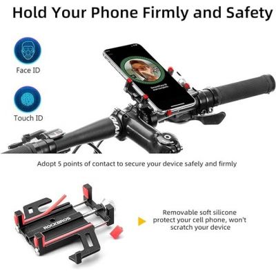 2. Uchwyt rowerowy Rockbros 699-BK ze stopu aluminium do telefonu - czarny