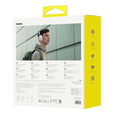 8. Słuchawki bezprzewodowe Baseus Bass 30 Max nauszne Bluetooth 5.3 - białe