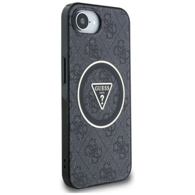 4. Etui Guess IML Metal Glitter 4G Circle Triangle MagSafe na iPhone 16e - czarne