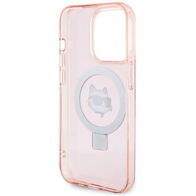 7. Etui Karl Lagerfeld Ring Stand Choupette Head MagSafe do iPhone 15 Pro Max - różowe