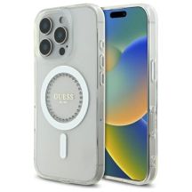 Etui Guess IML Rhinestones MagSafe na iPhone 16 Pro Max - białe