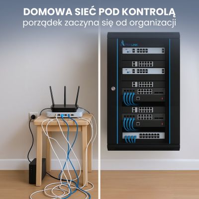 7. Extralink Szafa rack 15U 600x600 Czarna montowana na ścianie