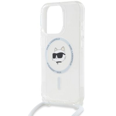 5. Etui Karl Lagerfeld IML Choupette Head & Cord MagSafe na iPhone 15 Pro - przezroczyste