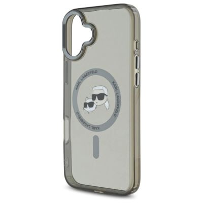 6. Etui Karl Lagerfeld IML Metal Karl&Choupette Head MagSafe na iPhone 16 - czarne