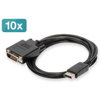 Kabel adapter DisplayPort, DP - DVI (24+1)M/M, 2.0m, 10er Set, Full HD, CE, bl