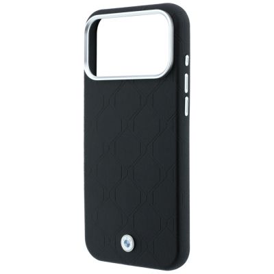 6. Etui BMW Sign Deboss Quilted Metal Logo MagSafe na iPhone 18 Pro Max / 17 Pro Max - czarne