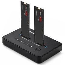 Qoltec Stacja dokująca dysków SSD M.2 NVMe| PCIe | USB-C | 20Gb/s | DUAL 2 x 8TB | klonowanie offline
