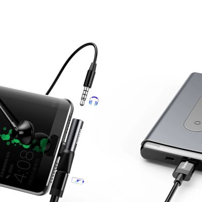 9. Baseus Audio Converter L41 adapter przejściówka ze złącza USB-C na port USB-C + gniazdo słuchawkowe 3,5 mm czarny (CATL41-01)