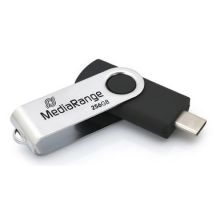 MediaRange MR1955 pamięć USB 256 GB USB Type-C 3.2 Gen 1 (3.1 Gen 1) Czarny, Srebrny