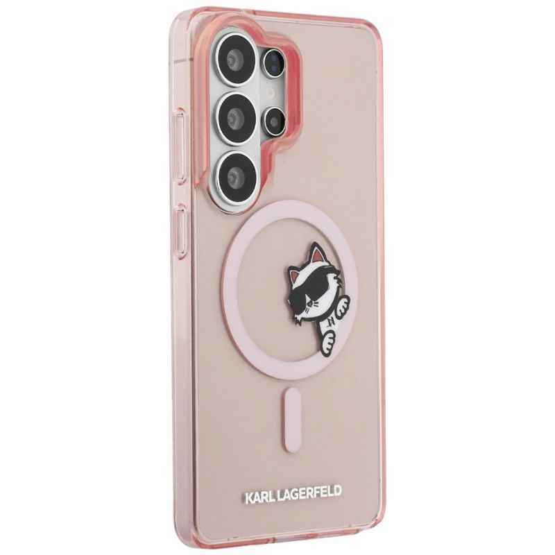 4. Etui Karl Lagerfeld IML Peekaboo Choupette MagSafe na Samsung Galaxy S26 Ultra - różowe