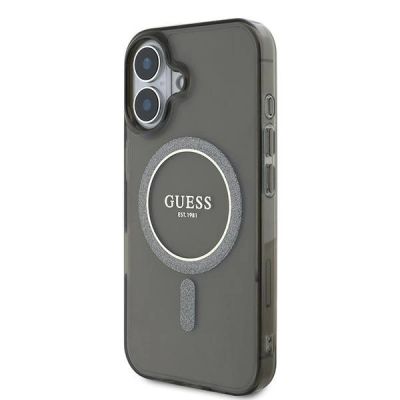 2. Etui Guess IML Glitter Circle MagSafe na iPhone 16 - czarne