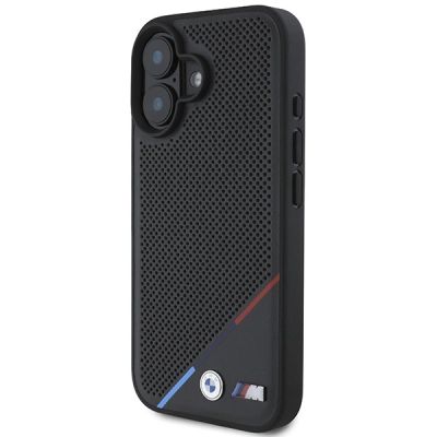2. Etui BMW M Perforated Tricolor Line MagSafe na iPhone 16 Plus - czarne