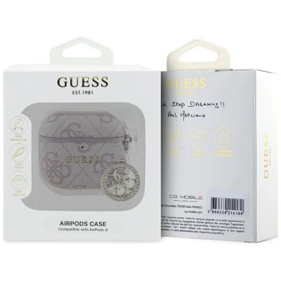 3. Etui Guess 4G Strass Charm na AirPods 4 - różowe