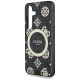 6. Etui Guess 4G Background Gold Electroplated Peony Pattern MagSafe do Samsung Galaxy S25 czarny