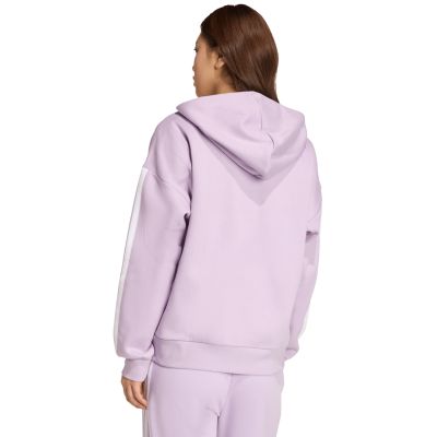 9. Bluza damska adidas Essentials 3-Stripes Full-Zip Fleece Hoodie fioletowa JY3080