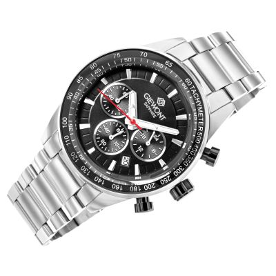 3. Zegarek Męski Giewont Chronograph Sapphire Srebrno Czarny GW9140-B1