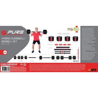45. HANTLA SZTANGA SKŁADANA KOMPOZYTOWA 40KG PURE 2 IMPROVE