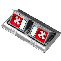 Box podłogowy mini 2x3M - puszka blatowo-podłogowa podwójna do montażu gniazd standardu 22,5x45 mm (45x45 mm) uchylna