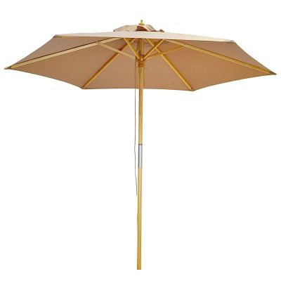 3. PARASOL OGRODOWY DREWNIANY 250CM SKŁADANY PIASKOWY
