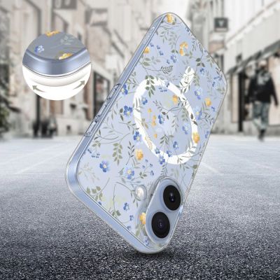 2. Etui Tech-Protect FlexAir MagSafe na iPhone 17- stokrotki z liśćmi