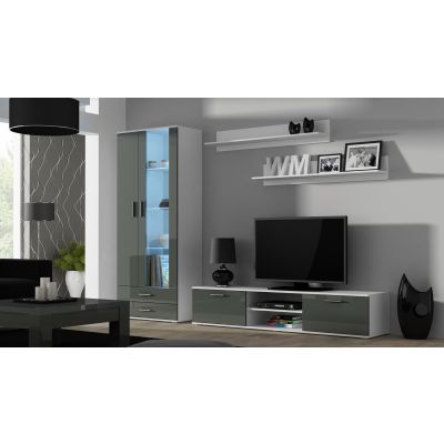 4. Szafka RTV SOHO 180 biały/ szary połysk