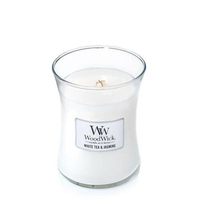 Świeca średnia WHITE TEA & JASMINE WOODWICK