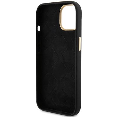 7. Etui Guess Silicone Script Metal Logo & Frame na iPhone 15 - czarne