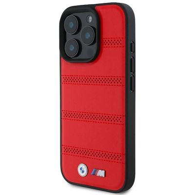 2. Etui BMW M Perforated And Stitched Line MagSafe na iPhone 16 Pro - czerwone