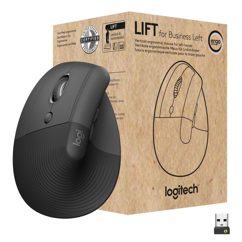 8. Logitech Lift for Business myszka Biuro Po lewej stronie RF Wireless + Bluetooth Optyczny 4000 DPI