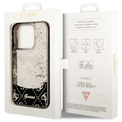 8. Etui Guess Liquid Glitter 4G Transculent na iPhone 14 Pro - czarne