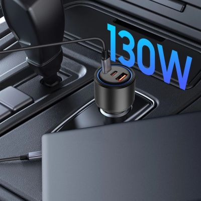5. Ładowarka samochodowa CC04 3-porty PD130W - czarna