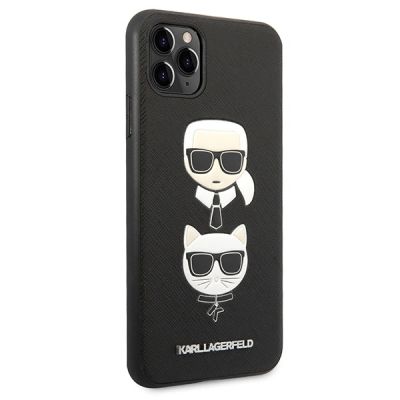 3. Etui Karl Lagerfeld Saffiano Karl&Choupette Head na iPhone 11 Pro Max - czarne