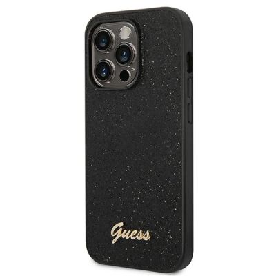 2. Etui Guess Glitter Script na iPhone 14 Pro - czarne