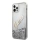 2. Etui Guess Glitter Vintage Script na iPhone 12 Pro Max - srebrne