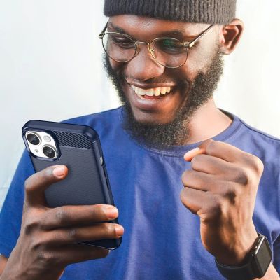 7. Carbon Case etui iPhone 14 elastyczny żelowy pokrowiec na tył plecki niebieski