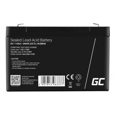 4. GREEN CELL AKUMULATOR ŻELOWY AGM40 6V 15AH