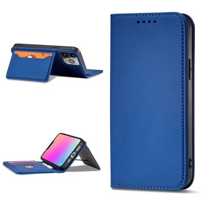 11. Magnet Card Case etui iPhone 14 Pro Max pokrowiec z klapką portfel podstawka niebieskie