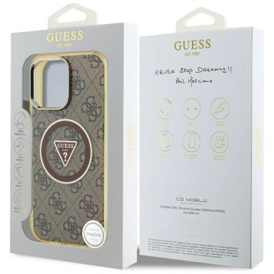 8. Etui Guess IML Metal Glitter 4G Circle Triangle MagSafe na iPhone 16 Pro Max - brązowe